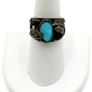 Blue turquoise sterling silver ring